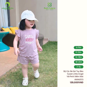 Bộ Cộc Bé Gái Tay Bèo Sweet Little Angel - Bộ Hè Anminaza Vải Petit Mềm Mát AMIA0513