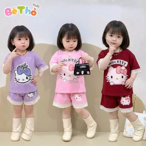 BỘ QUẦN ÁO BÉ GÁI MẪU MÈO KITTY QUẦN ĐÙI REN SZ 9 - 43 KG