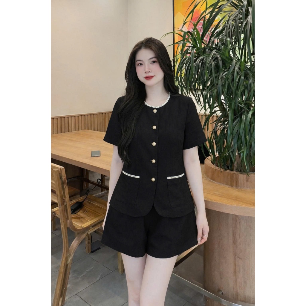 Sét Bộ  CỘC TAY  KIỂU DÁNG HÀN QUỐC CỔ TRÒN, MỀM MẠI NĂNG ĐỘNG , THÍCH HỢP ĐI CHƠI CAFE Y38