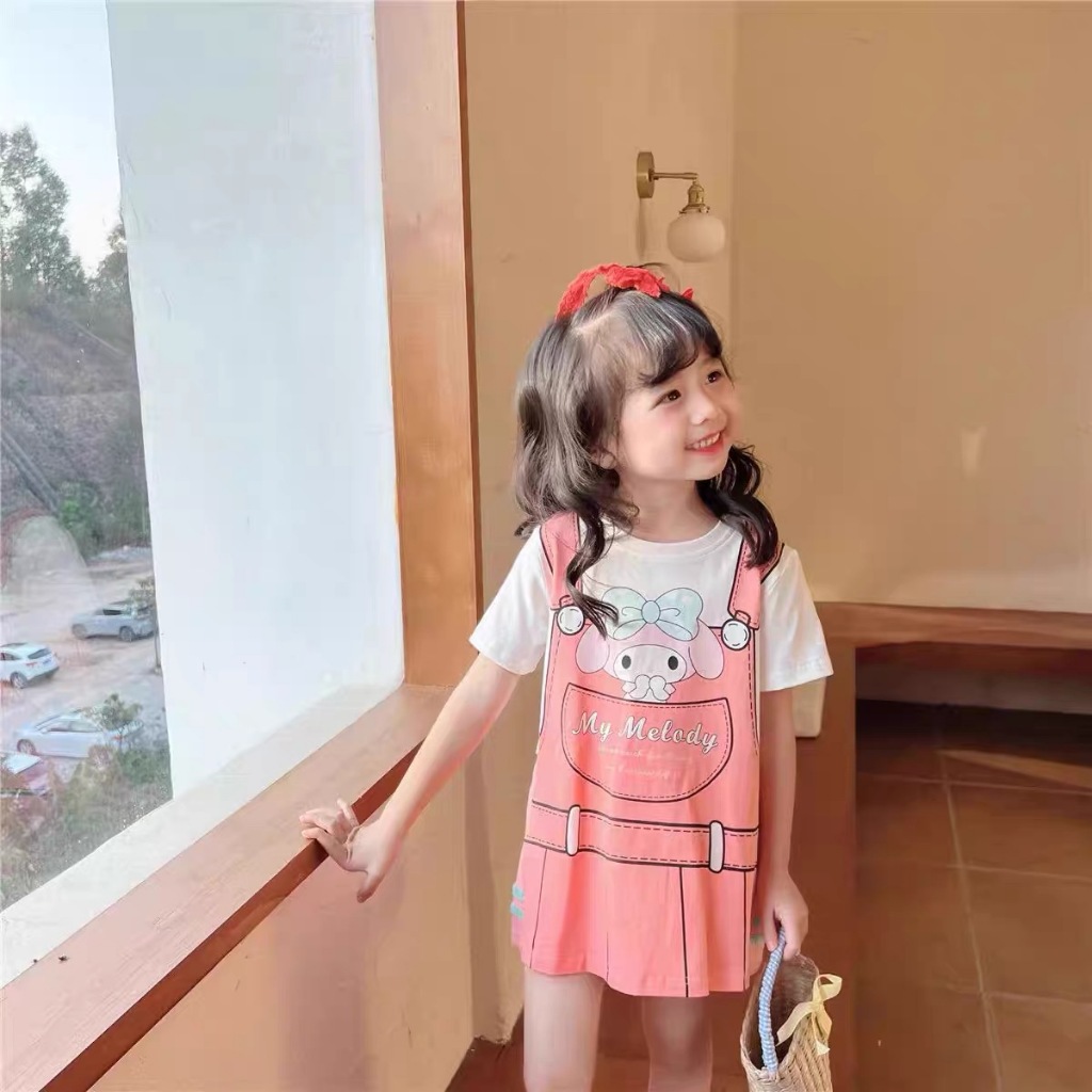 ( COMBO 2 - 4 VÁY ) Váy mùa hè bé gái sz 9- 35 kg mẫu áo giấu quần mẫu Bé Ba - Kuromi chất coton co giãn 4 chiều