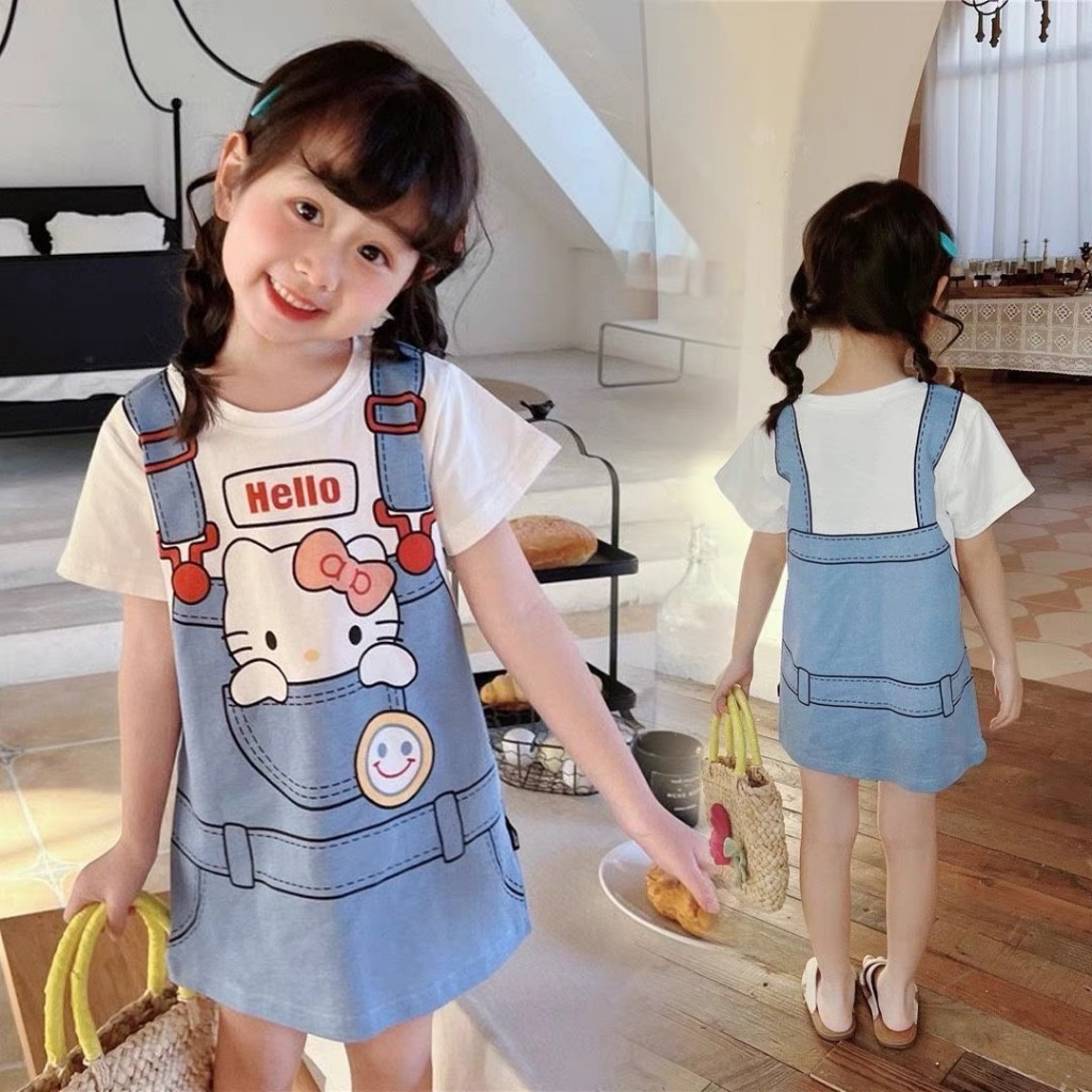 ( COMBO 2 - 4 VÁY ) Váy mùa hè bé gái sz 9- 35 kg mẫu áo giấu quần mẫu Bé Ba - Kuromi chất coton co giãn 4 chiều