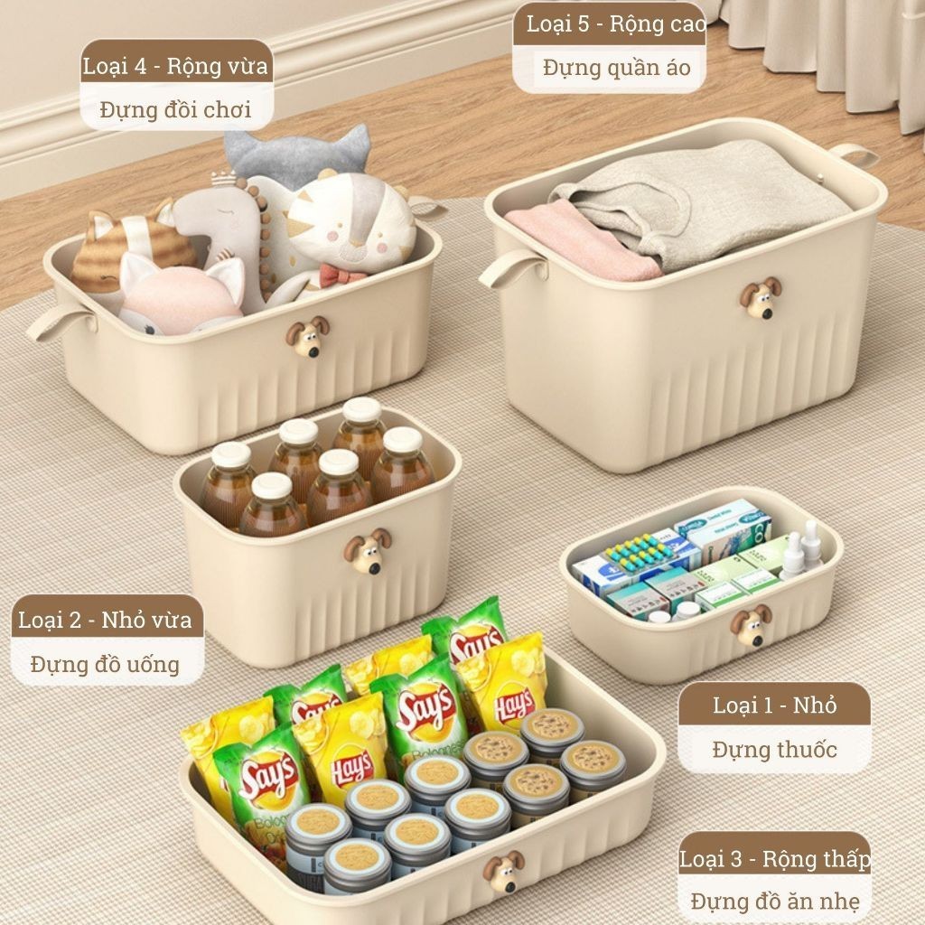 Thùng Nhựa Đựng Đồ Có Nắp Quai Xách, Hộp Đựng Quần Áo Đồ Chơi Nhựa PP Dung Tích Lớn Đa Năng