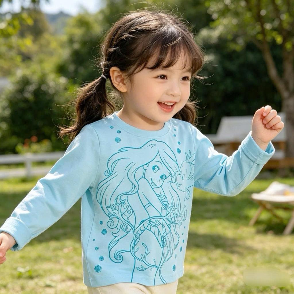 Áo dài tay bé gái F0997 3-6 tuổi 15-25kg xuất dư thun co giãn 3 màu cao cấp