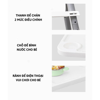 Ghế ăn dặm, bàn ăn cho bé kèm mặt bàn, 3 dây đai an toàn sử dụng cho bé từ 6 tháng đến 3 tuổi