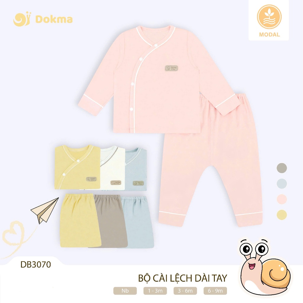 (3-9kg) Bộ Sơ Sinh Dài Tay Cho Bé Dokma DB3070  DB3302 DB3359 DB3285 DB3071