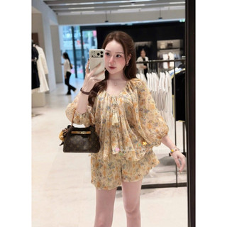 Set Bộ Tơ Hoa Tay Lửng Xoè Mix Chân Váy Boom J