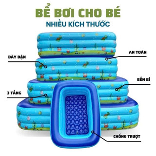 [TẶNG BÓNG] Bể Bơi Phao 3 Tầng Cho Bé Siêu Dày 120 - 300cm Bền Đẹp An Toàn Rộng Rãi Giữ Hơi Lâu Dễ Sử Dụng