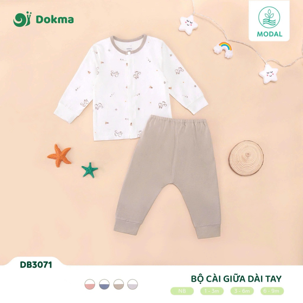 (2,8-6,8kg) Bộ Sơ Sinh Dài Tay Bé Trai, Bé Gái Dokma DB3071 DB3359