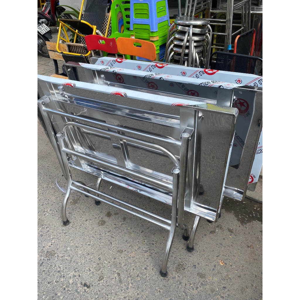 Bàn inox 304 chữ nhật xếp gọn Đủ Kích thước- Chắc Chắn - Tiện Lợi