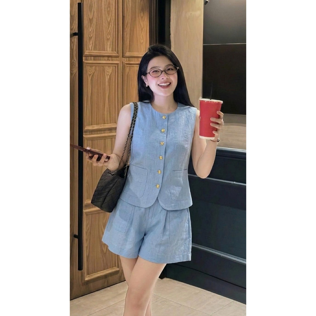 Set Bộ  Áo Sát Nách Nút Trước + QUẦN ỐNG  Xòe cao cấp Thanh Lịch, Chất Mềm Mát, Mặc Đi Làm Đi Chơi L12