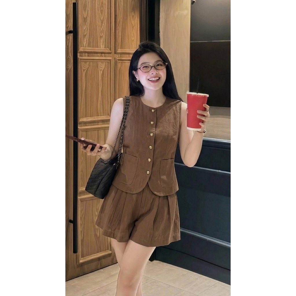 Set Bộ  Áo Sát Nách Nút Trước + QUẦN ỐNG  Xòe cao cấp Thanh Lịch, Chất Mềm Mát, Mặc Đi Làm Đi Chơi L12