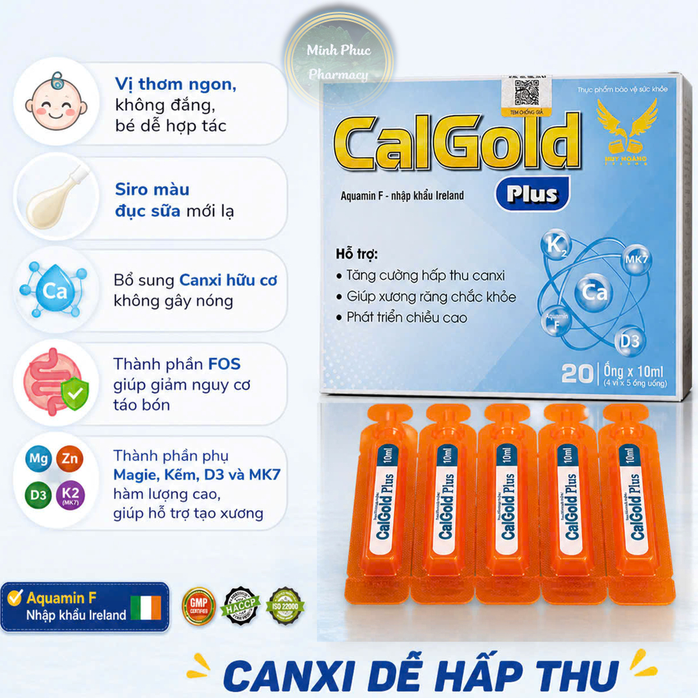 CalGold Plus 20 ống - Canxi hữu cơ cho bé từ 6 tháng - vị thơm ngon dễ ...