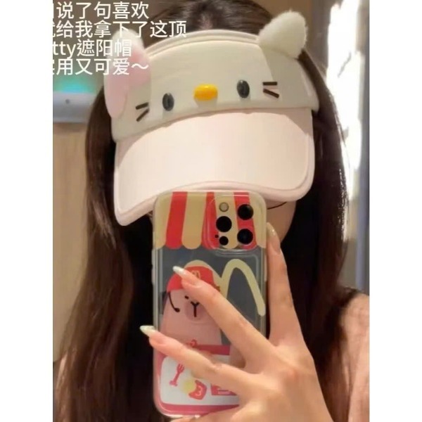 Mũ lưỡi trai tai mèo Mixky dễ thương style Hello Kitty, nón chống nắng form rộng unisex