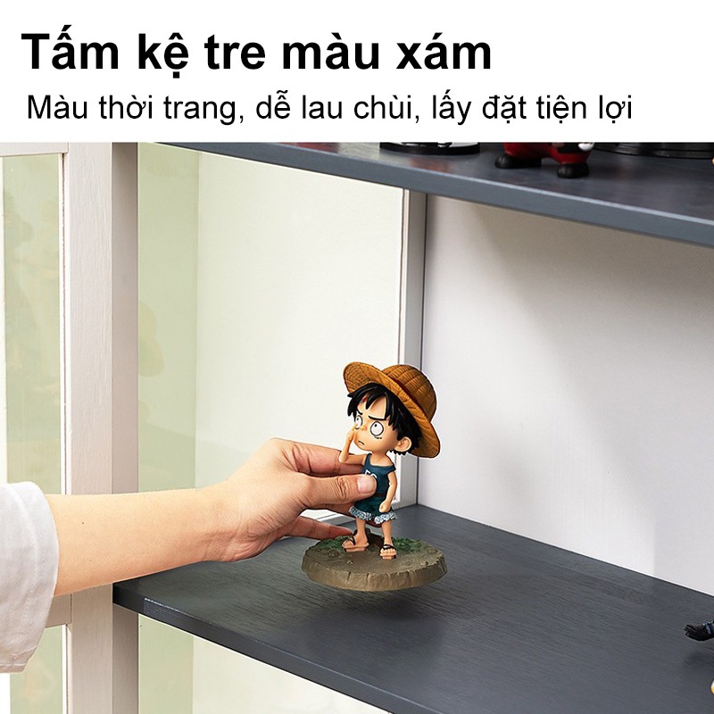 Tủ Trưng Bày Mô Hình Chống Bụi 2 Cánh Kính Kệ Tre Xám 33cm Chịu Lực Tốt Bảo Hành Dài Hạn Sang trọng