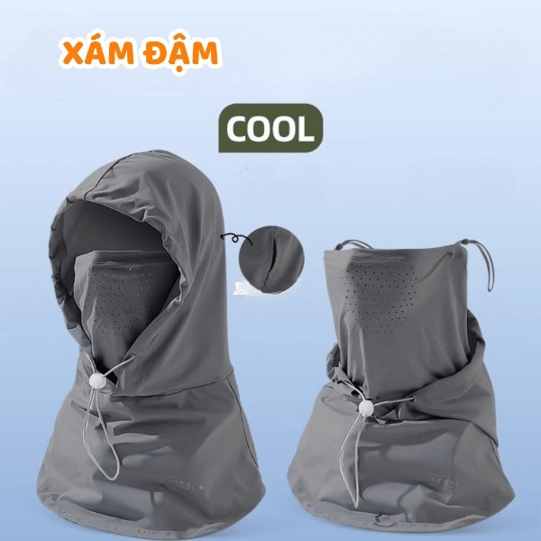 Mũ Trùm Chống Nắng Toàn Diện, Thiết Kế Sợi Lạnh mát Liền Khẩu Trang Thoáng Khí Đi Xe Máy Ngoài Trời