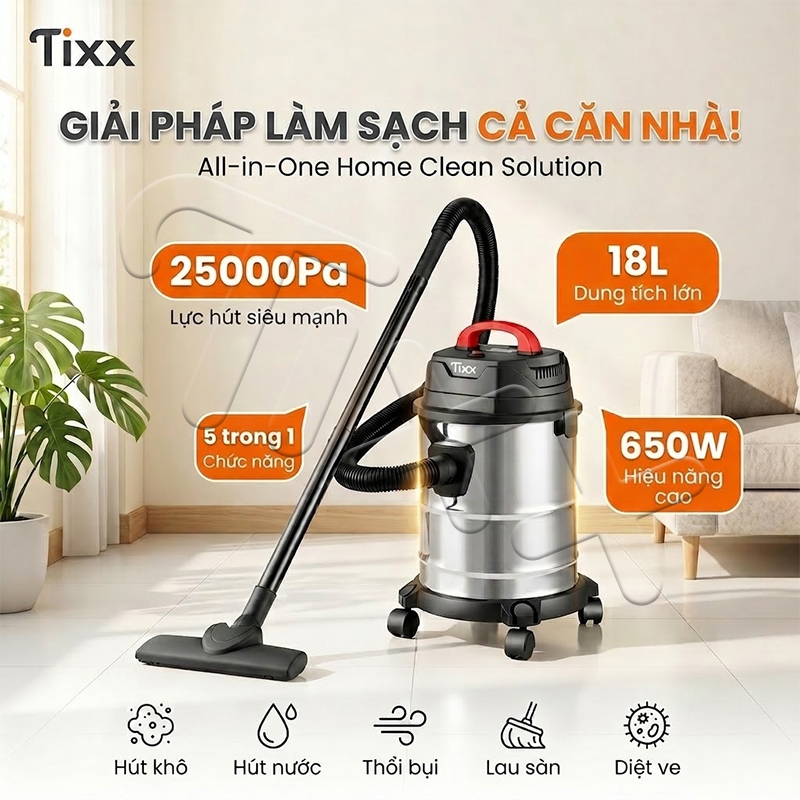 Tixx máy hút bụi 650W 12L máy hút bụi công nghiệp Máy hút và thổi bụi khô ướt