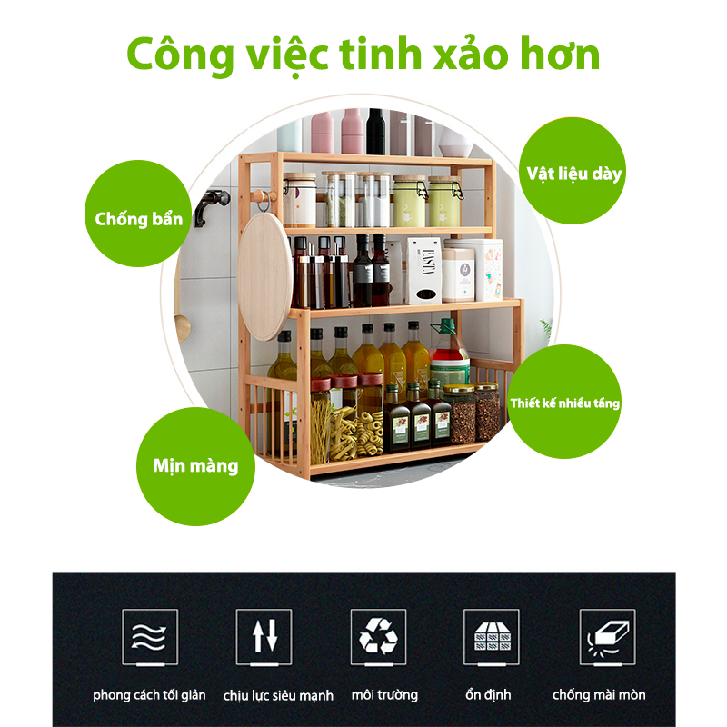 Kệ Bếp Bằng Tre Cao Cấp Đa Năng Bảo Hành Dài Hạn Giao Hàng Nhanh Phong Cách Hiện Đại Chất lượng cao