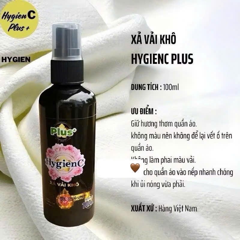 Bình Xịt Thơm Quần Áo HygienC Plus – Không Ố, Lưu Hương Lâu