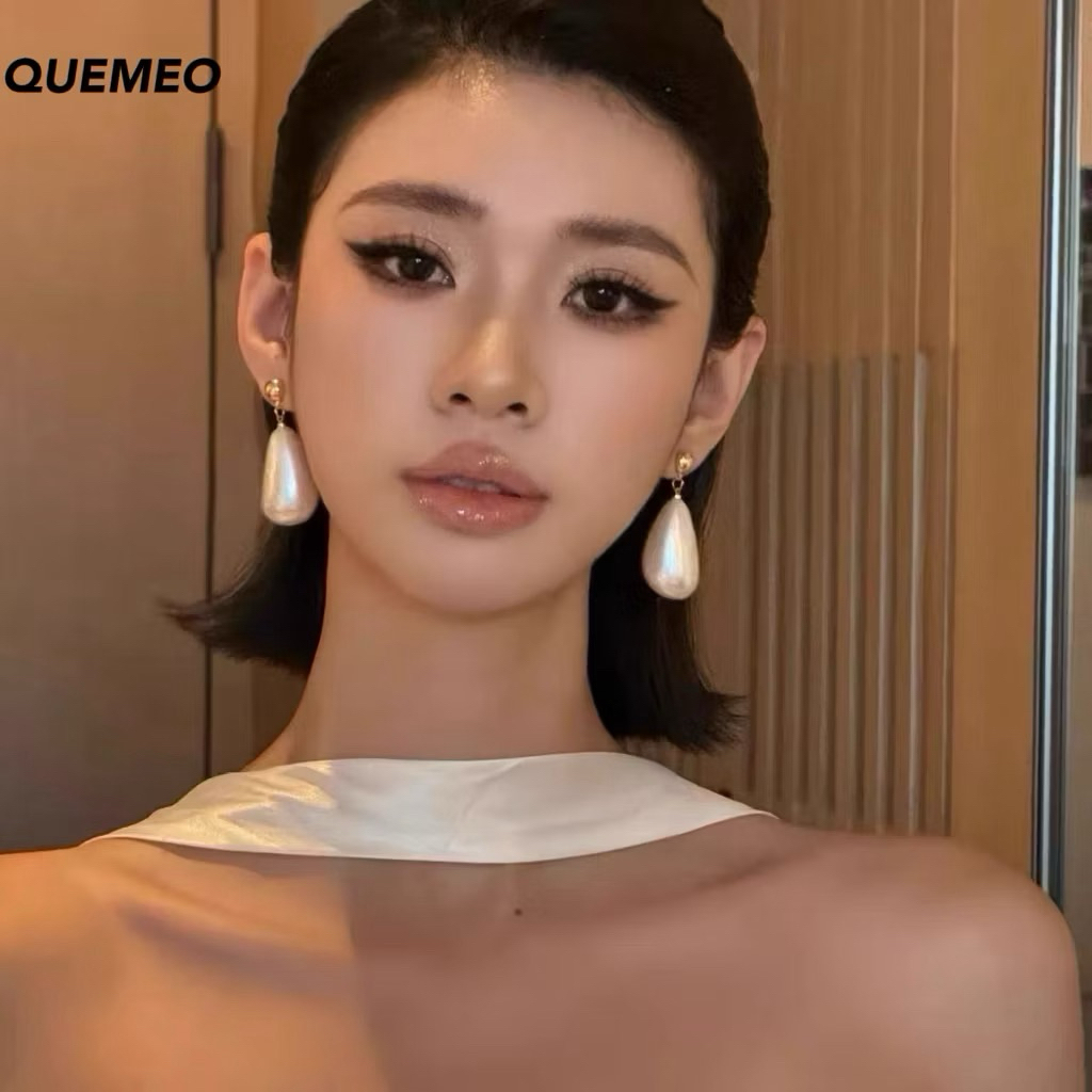 [SỈ] Bông Tai Ngọc Trai Rơi Phong Cách Cổ Điển BAROQUE QUEMEO cô nàng Pháp Quyến Rũ bông tai cô dâu tiệc