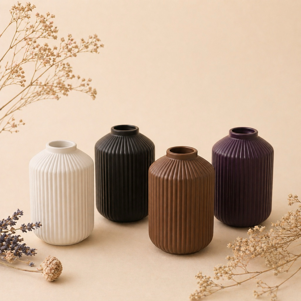 Lọ hoa thạch cao phong cách Bắc Âu đơn giản, Decor bàn học, góc làm việc, chụp ảnh sản phẩm, cắm hoa khô, trưng bày