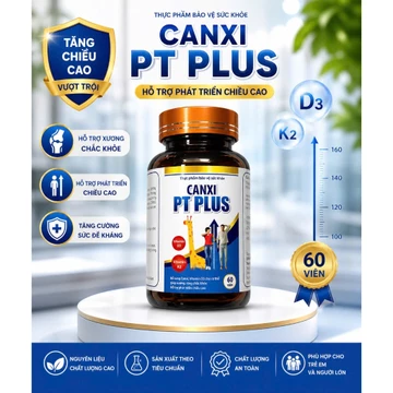 Canxi PT Plus - Viên Uống Hỗ Trợ Tăng Chiều Cao, Bổ Sung Canxi D3 K2 Giúp Xương Chắc Khỏe (Hộp 60 Viên)