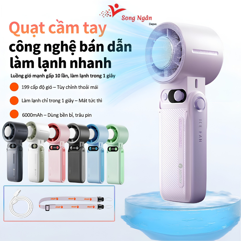 Quạt cầm tay tích điện mini có sò lạnh pin 4000mAh Quạt phản lực turbo cầm tay Quạt mini cầm tay