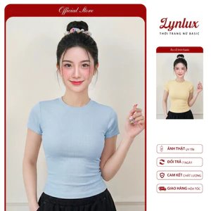 Áo Thun Nữ Ôm Body Tay Ngắn LYNLUX – Áo Thun Rip Cotton Co Giãn Mềm Mịn, Tôn Dáng, Áo Basic Dễ Phối Đi Học Đi Chơi
