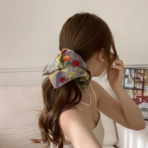 Scrunchies & Bow Hair Clip Oil Painting – Bộ Phụ Kiện Tóc Họa Tiết Hoa Sơn Dầu Nghệ Thuật