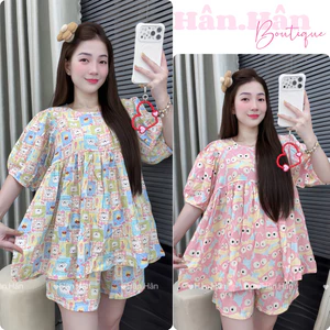 H06- [FOM TO] Bộ TOLE Lanh Babydoll ( Tay Ngắn Quần Ngắn ) VNXK Hàng May Kỹ