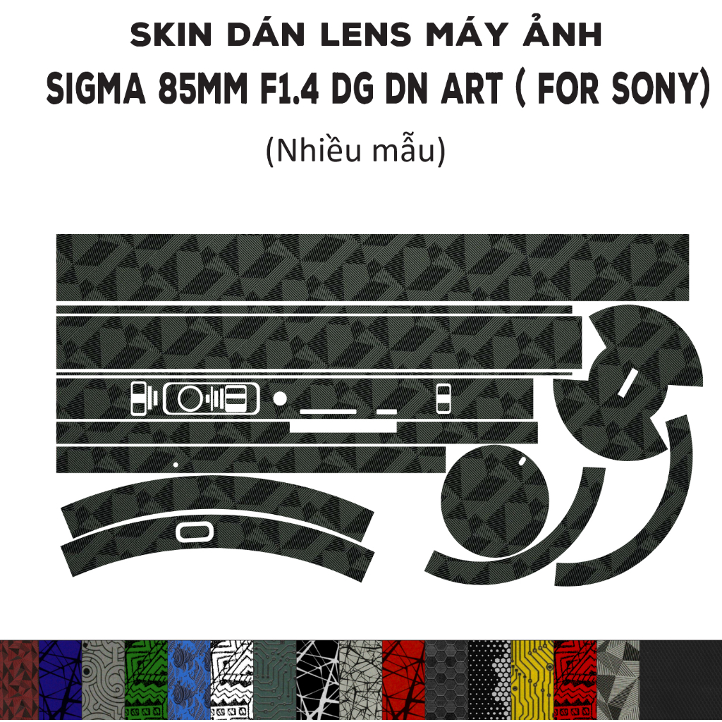 Skin dán Lens Sigma 85mm F1.4 DG DN Art (Nhiều mẫu) | Decal Film 3M dán bảo vệ ống kính máy ảnh 85 mm