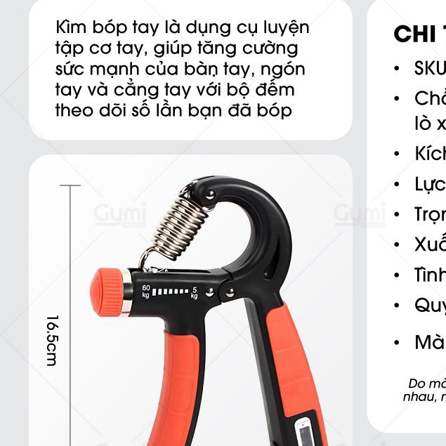 Kìm Bóp Tay 5 - 60kg Có Lò Xo Điều Chỉnh Lực - Tập Cơ Tay, Ngón Tay Tại Nhà 11 ntt95