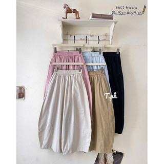 Quần baggy thô ống cong cạp chun form rộng #6602