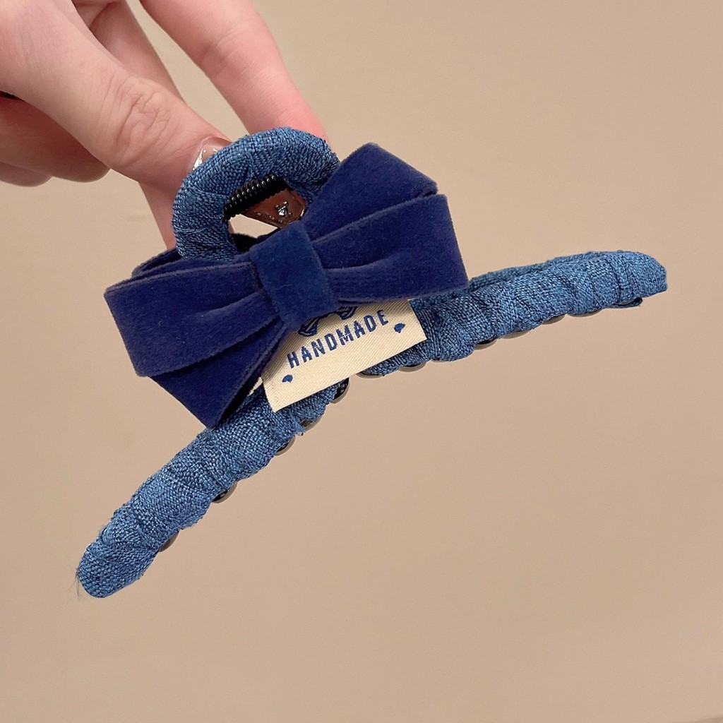 Kẹp Tóc Càng Cua Bọc Vải Đính Nơ Nhung – Phụ Kiện Tóc Nữ Handmade Sang Chảnh & Thanh Lịch