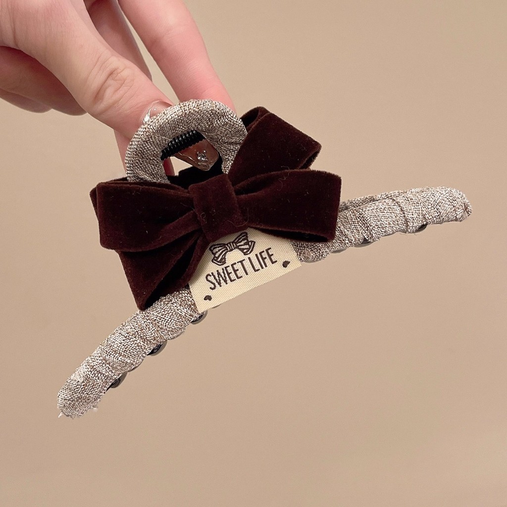 Kẹp Tóc Càng Cua Bọc Vải Đính Nơ Nhung – Phụ Kiện Tóc Nữ Handmade Sang Chảnh & Thanh Lịch