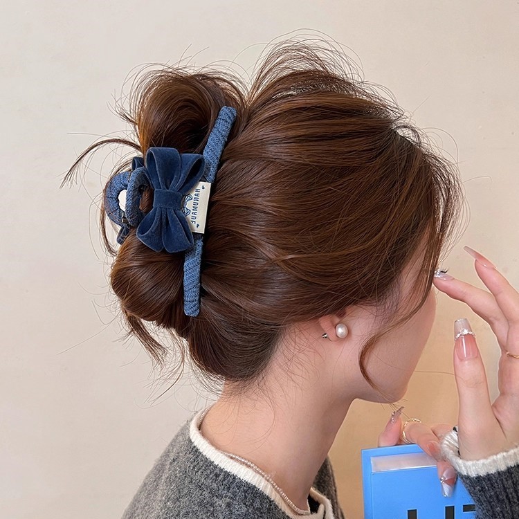Kẹp Tóc Càng Cua Bọc Vải Đính Nơ Nhung – Phụ Kiện Tóc Nữ Handmade Sang Chảnh & Thanh Lịch