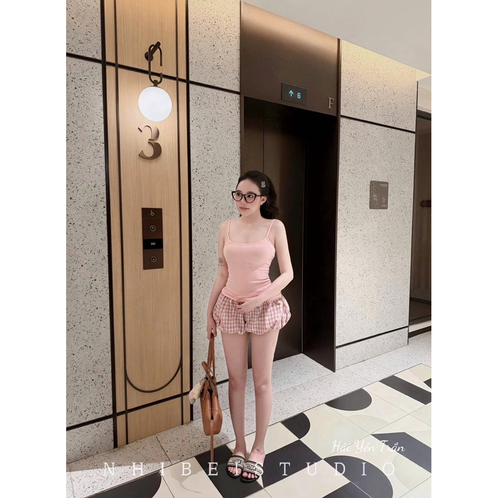 Set áo 2 dây quần kẻ bồng mát mẻ xinh quá