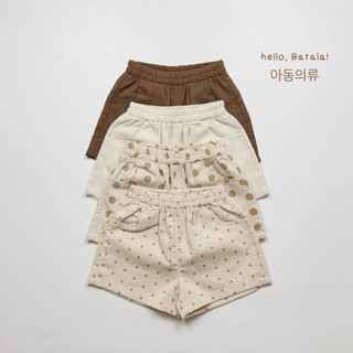 Quần đùi mùa hè cho bé trai bé gái Batala Kids, QUẦN SHORT LINEN CHẤM BI TÚI PHẢI cho bé từ 10-25kg