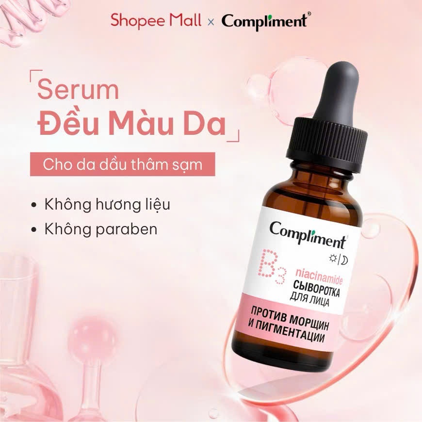 Serum Compliment Anti-wrinkle Niacinamide, VitaminC & Tranexamic Acid Kiềm Dầu, Sáng Da Đều Màu 27ml | BigBuy360 - bigbuy360.vn