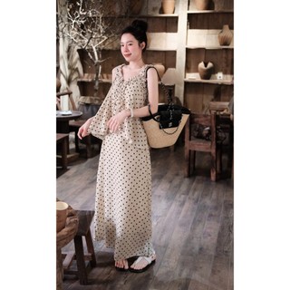 MIMI CLOTHING - Set bộ nữ  sát nách áo chấm bi phối chân váy dài xòe