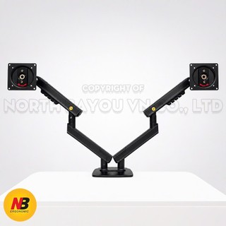 [Mẫu Mới 2026] Giá Treo 2 Màn Hình NB A5C Khép Thép Chịu Lực Cho Máy Tính 17-32 Inch Xoay 360 Độ