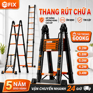 Thang Rút Nhôm Inox Chữ A Chữ I Thang gấp gọn Nhập Khẩu Chất Liệu Nhôm Inox Cao 3.4M 4.2M 5.0M 5.9M Tải trọng 600kg