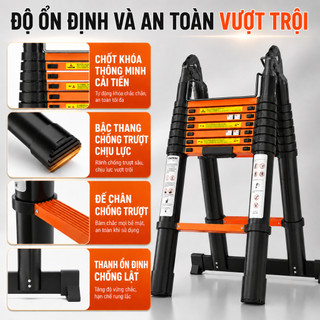 Thang Rút Nhôm Inox Chữ A Chữ I Thang gấp gọn Nhập Khẩu Chất Liệu Nhôm Inox Cao 3.4M 4.2M 5.0M 5.9M Tải trọng 600kg