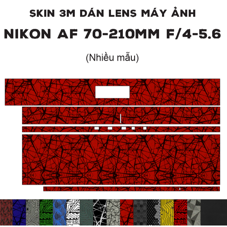 Skin dán Lens Nikon AF 70-210mm f/4-5.6 (Nhiều mẫu) | Decal Film 3M dán bảo vệ ống kính máy ảnh Nikkor 70-210 mm