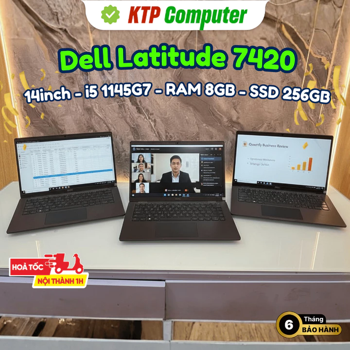Laptop văn phòng Dell Latitude 7420 (14in FHD / Core i5-1145G7 / RAM 8GB / SSD 256GB) KTP Computrer
