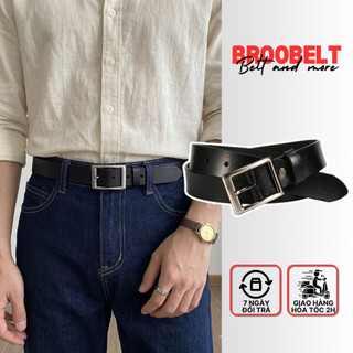 Thắt lưng nam nữ da bò thật bản kim 2.8cm, dây nịt lưng Broobelt đơn giản bảo hành lỗi 1 đổi 1 TL62