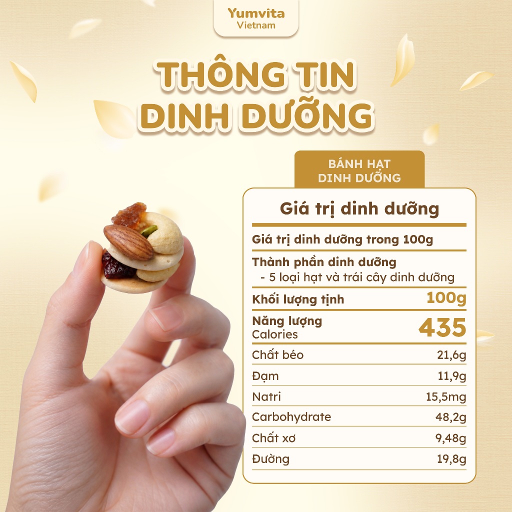 [MUA 2 GIẢM 40%] Bánh Hạt Dinh Dưỡng Yumvita - 200gr Kết hợp 5 loại hạt và trái cây đến từ Đắk Lắk