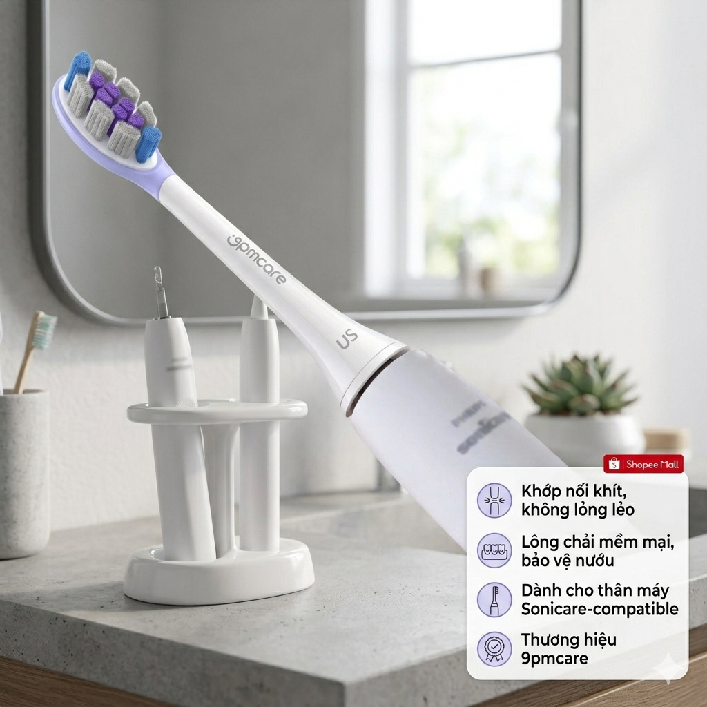 Đầu thay bàn chải điện 9PMCARE Ultra Soft Siêu Mềm - tương thích với Philips Sonicare