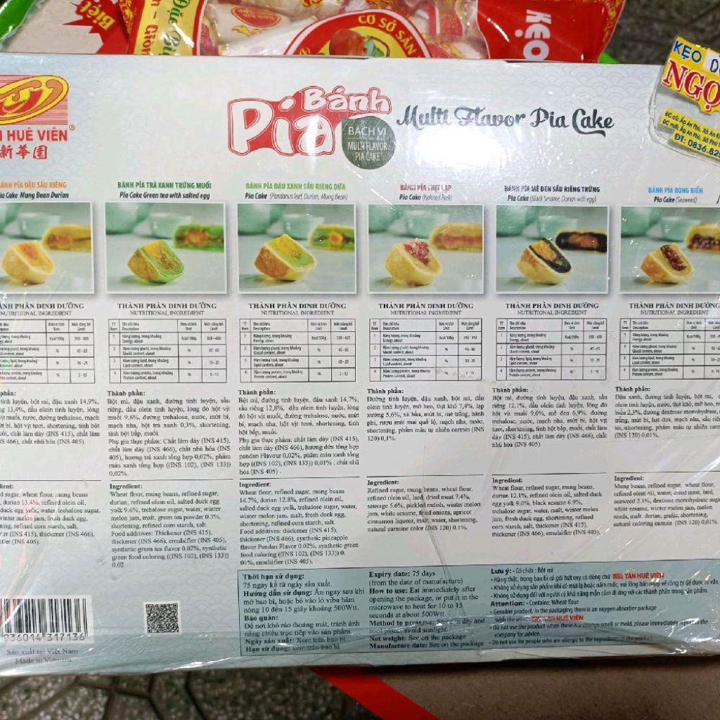 Bánh Pia Bách Vị  Tân Huê Viên 900g (150g x 6 Cái )- Bánh Pia Nhiều Vị Ngọt Ngào & Thơm Ngon - đặc sản Sóc Trăng