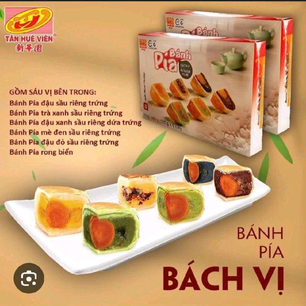 Bánh Pia Bách Vị  Tân Huê Viên 900g (150g x 6 Cái )- Bánh Pia Nhiều Vị Ngọt Ngào & Thơm Ngon - đặc sản Sóc Trăng