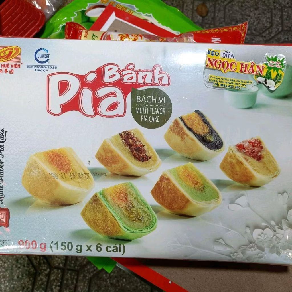 Bánh Pia Bách Vị  Tân Huê Viên 900g (150g x 6 Cái )- Bánh Pia Nhiều Vị Ngọt Ngào & Thơm Ngon - đặc sản Sóc Trăng